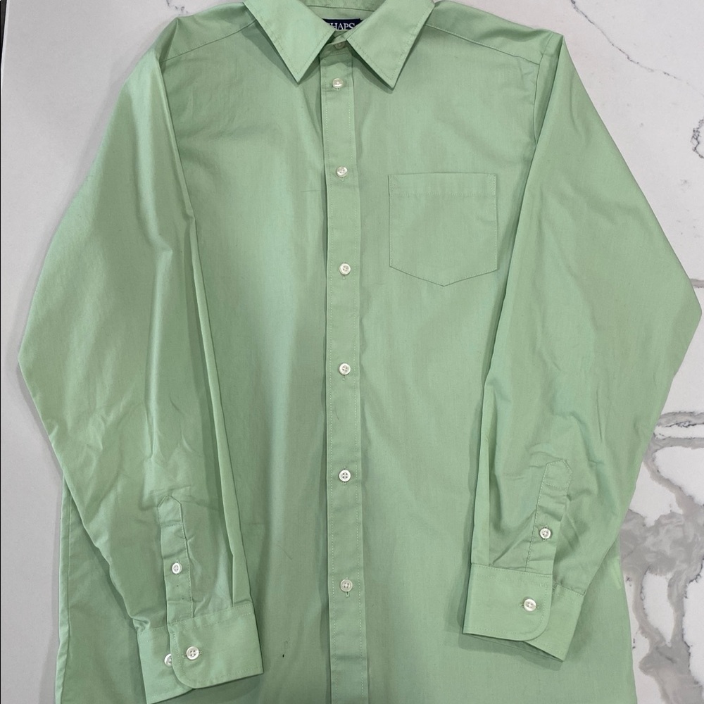Chaps boy (size 18) light green button down dress shirt.